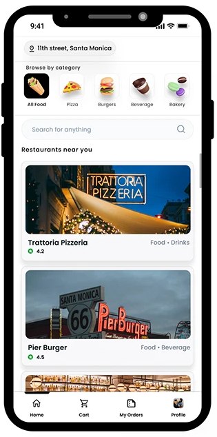 Browsing nearby restaurants by category