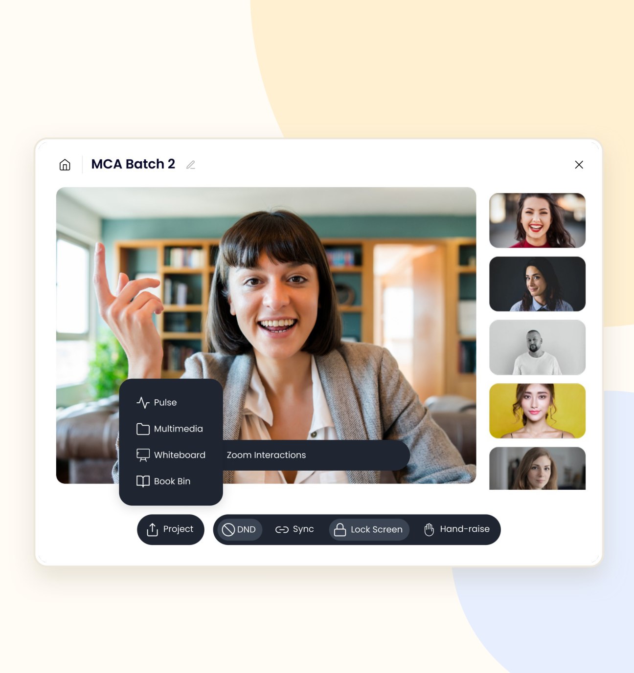 ONE.class teacher command view during a live classroom session
